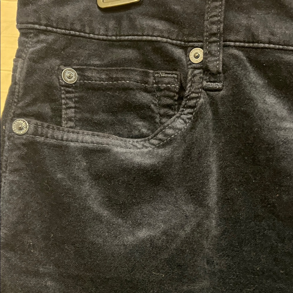 7 For All Mankind NWT high waist slim kick dark navy "velvet" feel pants - Picture 8 of 11